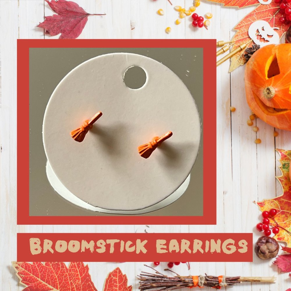 4/$20 Fun Orange Broomstick Stud Earrings  ~ NEW